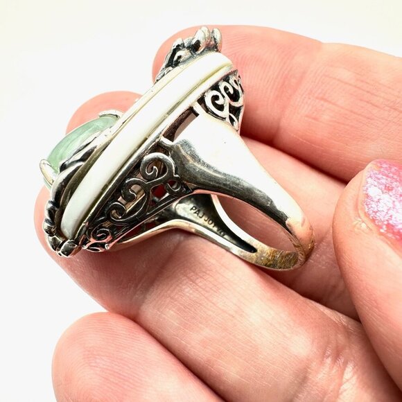 Jade of Yesteryear Womens Ring Sterling Silver Green Jade Dragon Size 6.5 - Picture 5 of 7